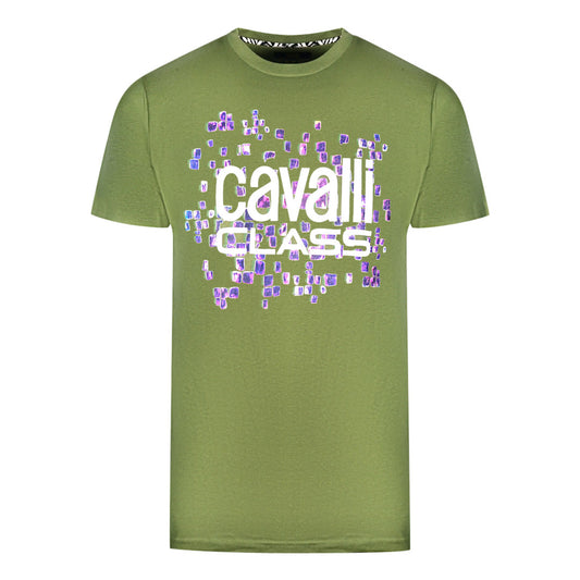 Cavalli Class Scales Design Logo Green T-Shirt