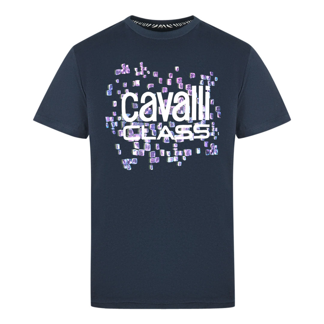 Cavalli Class Scales Design Logo Navy T-Shirt