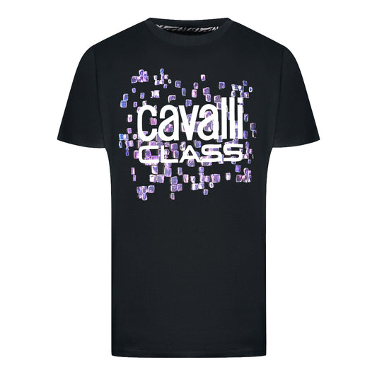Cavalli Class Scales Design Logo Black T-Shirt