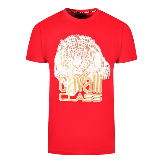 Cavalli Class Large Tiger Logo Red T-Shirt