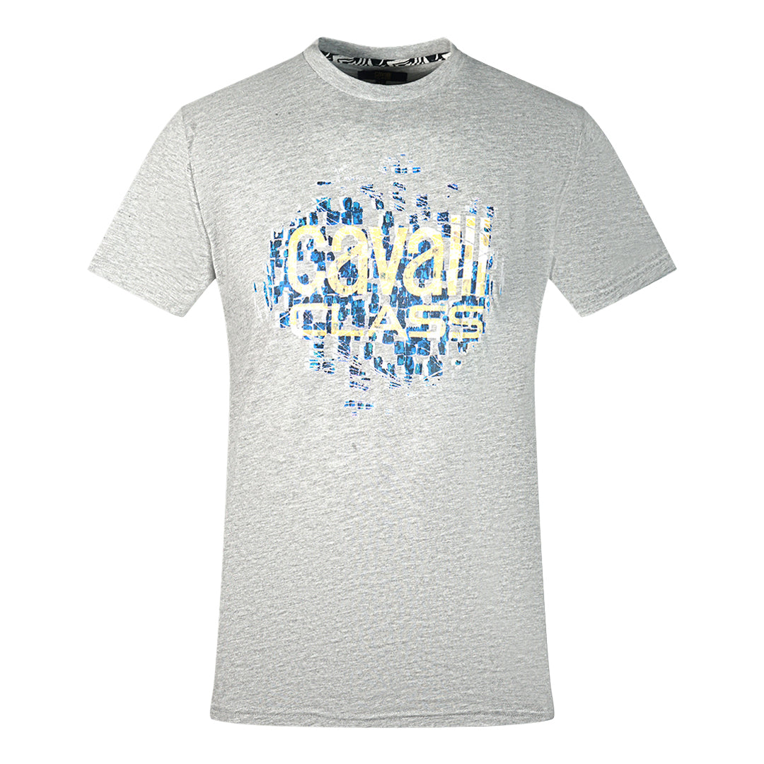 Cavalli Class Gradien Scales Design Logo Grey T-Shirt