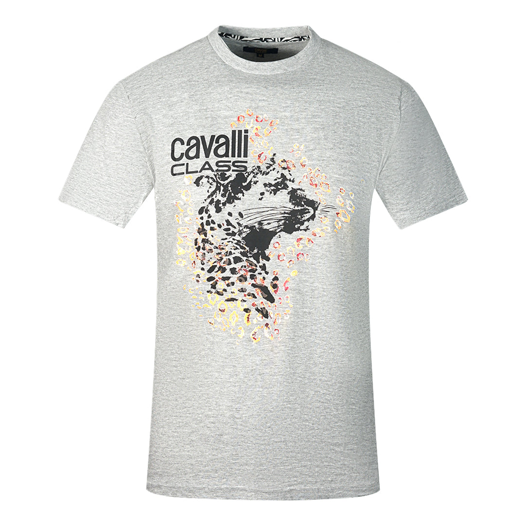 Cavalli Class Leopard Profile Design Grey T-Shirt