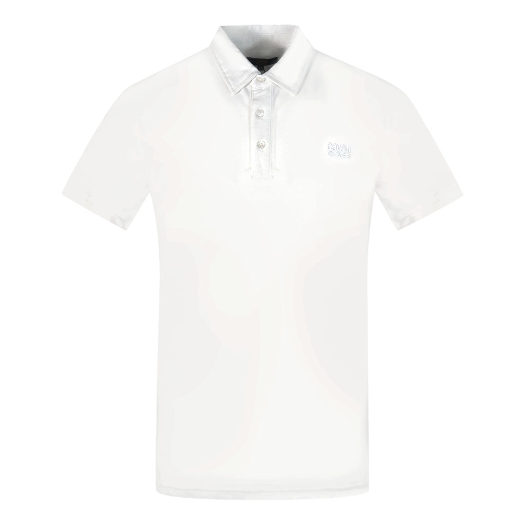 Cavalli Class Brand Logo White Polo Shirt