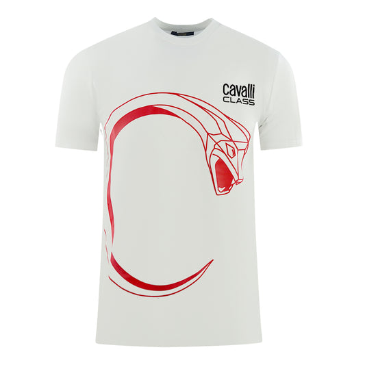 Cavalli Class Large Snake Logo White T-Shirt