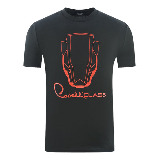 Cavalli Class Snake Head Logo Black T-Shirt