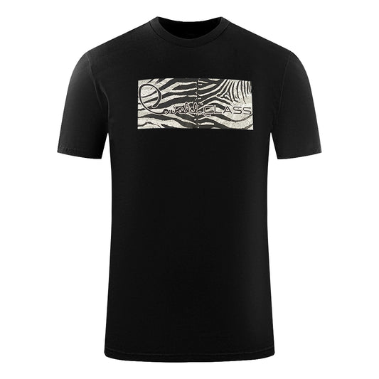 Cavalli Class Zebra Print Box Logo Black T-Shirt
