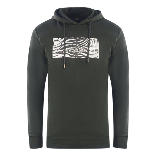 Cavalli Class Zebra Print Logo Black Hoodie