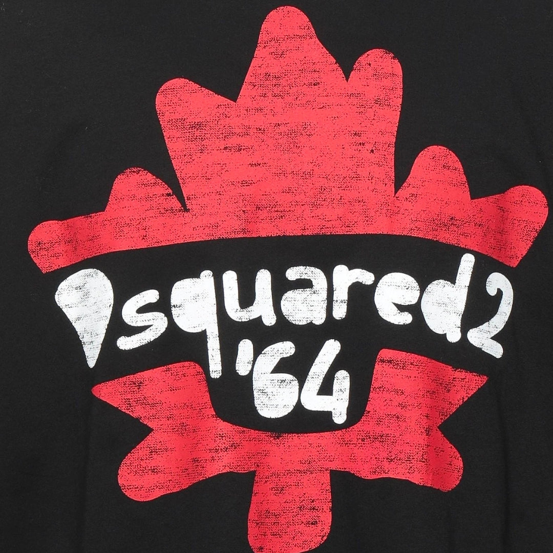Dsquared2 64 Maple Leaf Box Fit Black T-Shirt