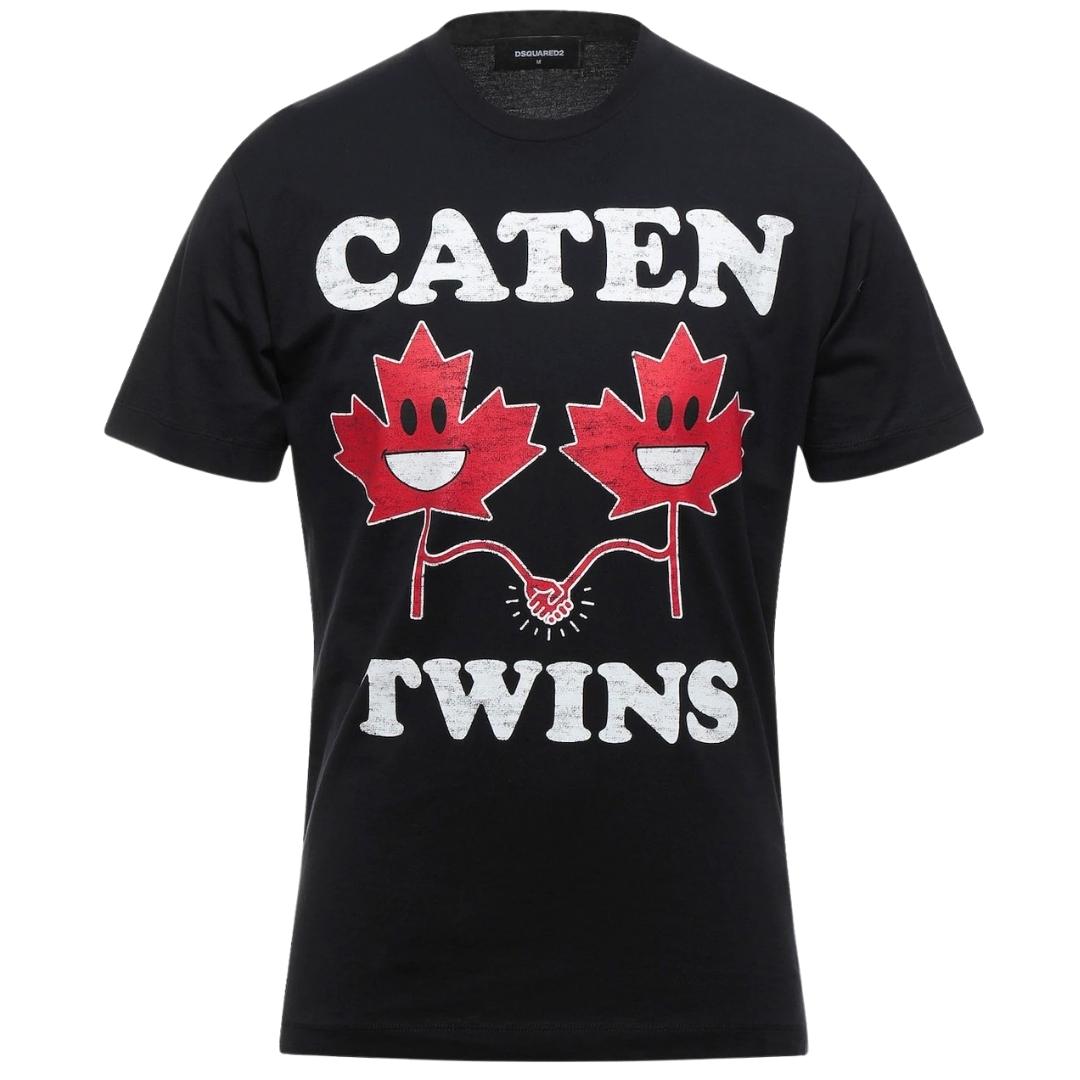 Dsquared2 Maple Leaf Caten Twins Black T-Shirt
