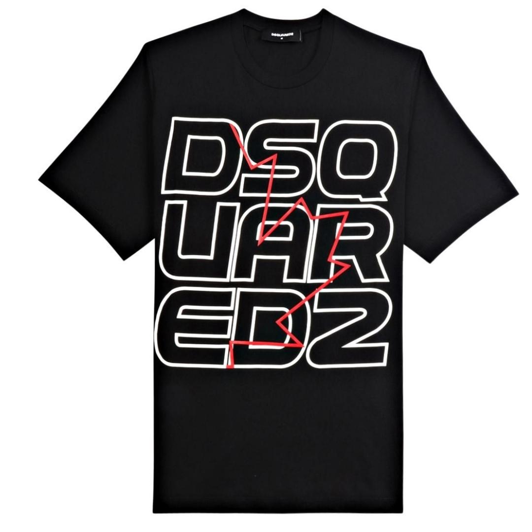 Dsquared2 Techno Maple Leaf Oversize Black T-Shirt