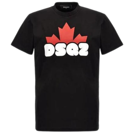 Dsquared2 Maple Leaf Branded Logo Cool Fit Black T-Shirt