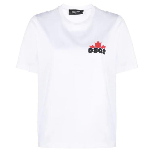 Dsquared2 Small Maple Leaf Logo Cool Fit White T-Shirt