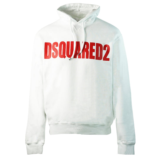 Dsquared2 New Dan Fit Large Logo White Hoodie - Nova Clothing