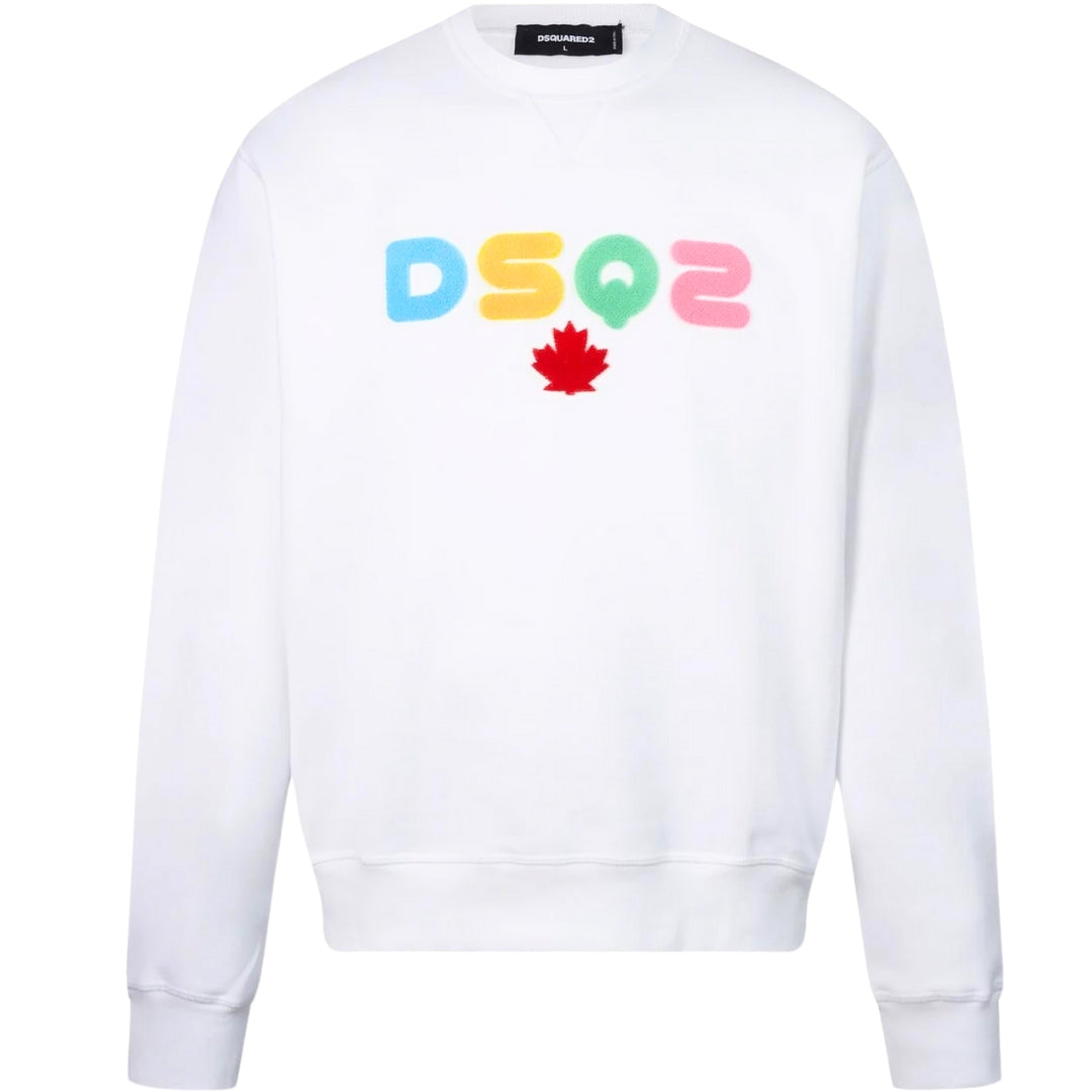 Dsquared2 Multi Coloured Dsq2 Logo White Sweatshirt