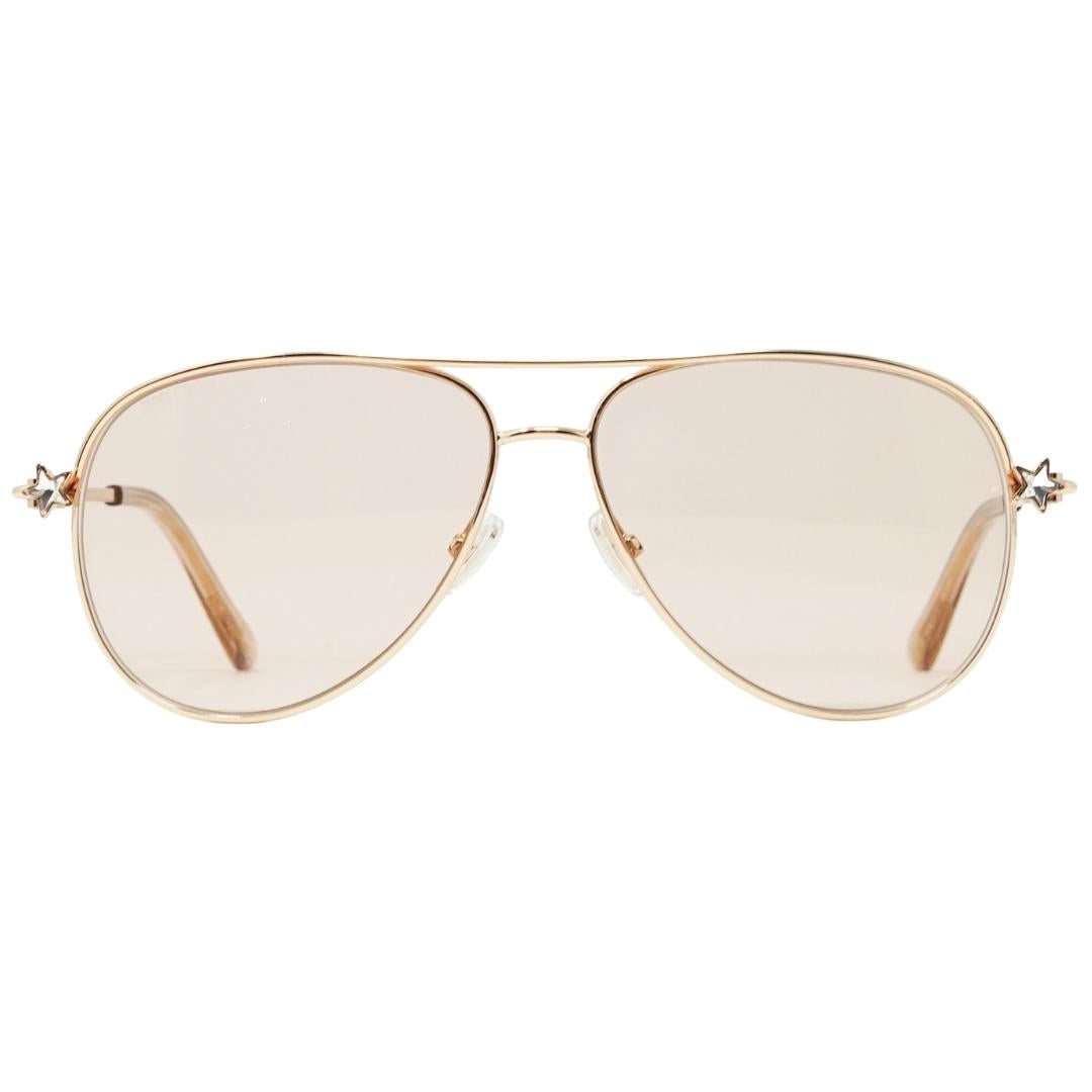 Jimmy Choo Pink Lens Sansa Gold Sunglasses