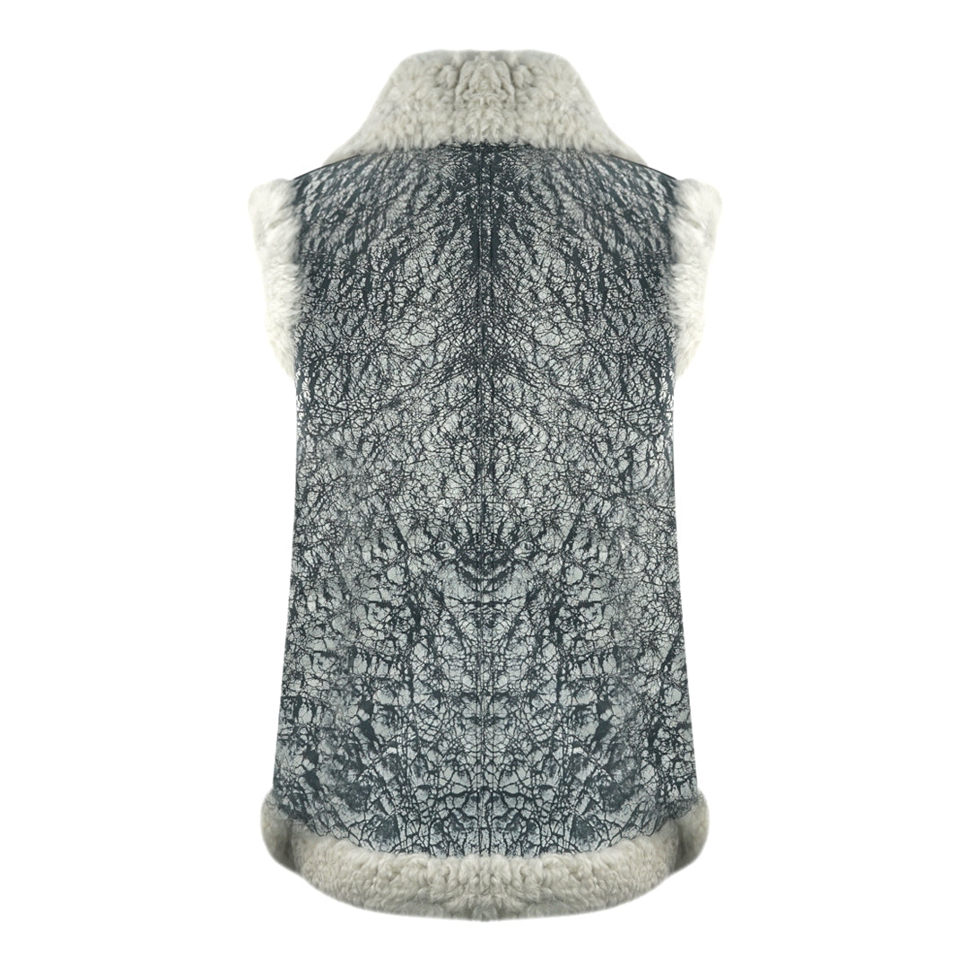 Parajumpers Sax Shearling Nine Iron Grey Leather Gilet