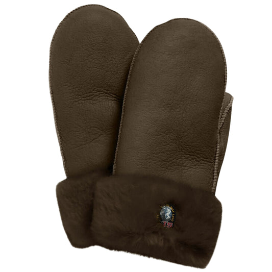 Parajumpers Shearling Mittens Chesnut Brown Grey Gloves