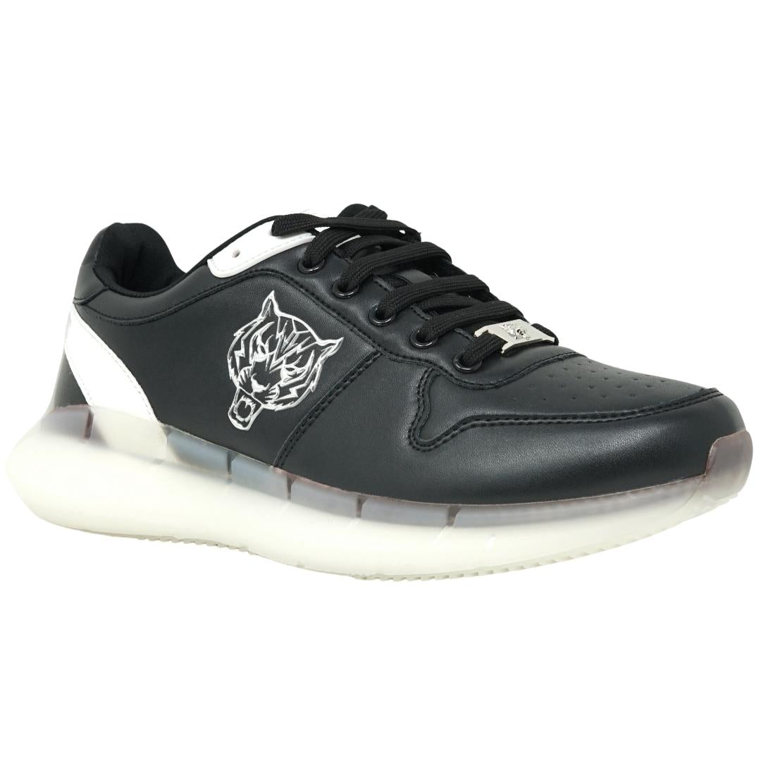 Plein Sport Silver Tiger Logo Black Sneakers
