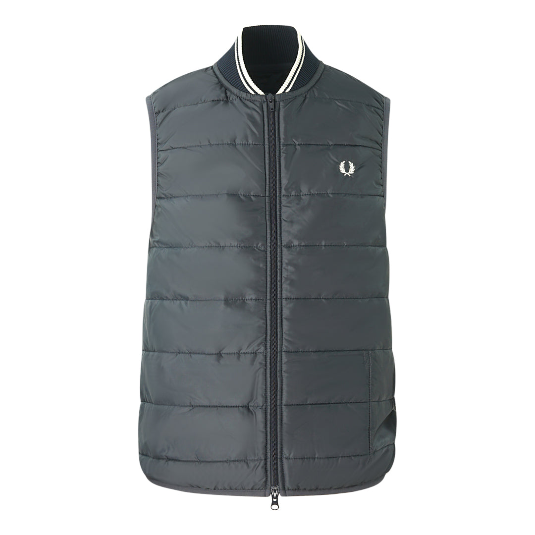 Fred Perry x Lavenham Quilted Blue Gilet Jacket