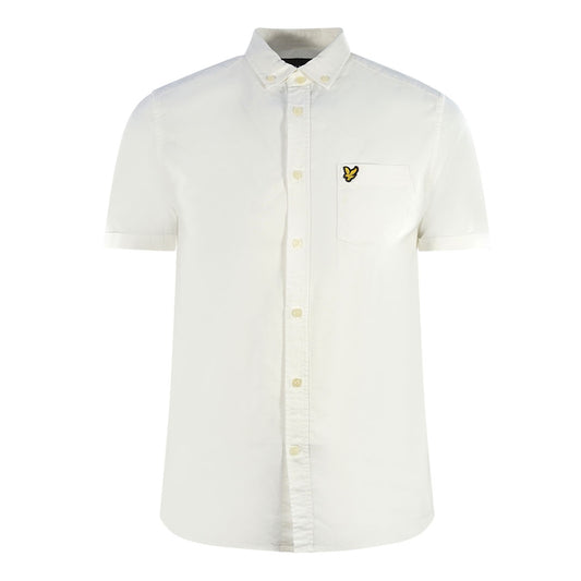 Lyle & Scott White Short Sleeved Casual Oxford Shirt