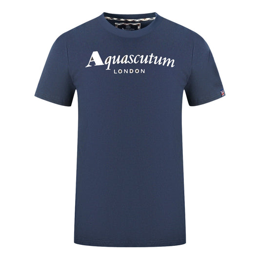 Aquascutum London Brand Logo Navy Blue T-Shirt