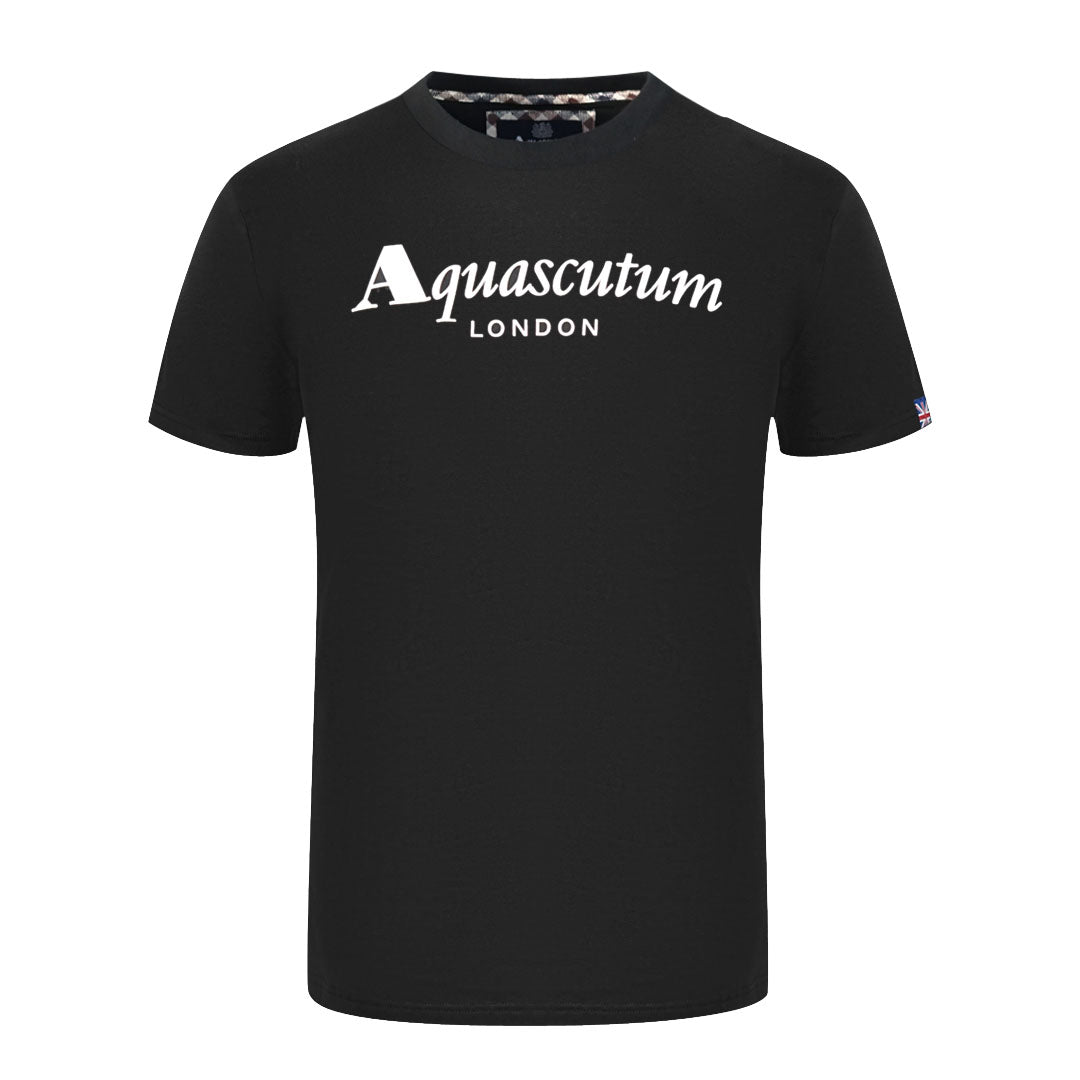 Aquascutum London Brand Logo Black T-Shirt