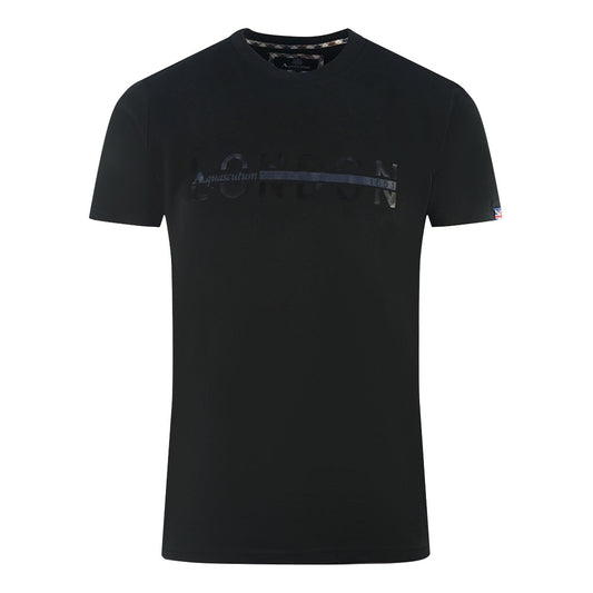 Aquascutum London 1851 Split Logo Black T-Shirt