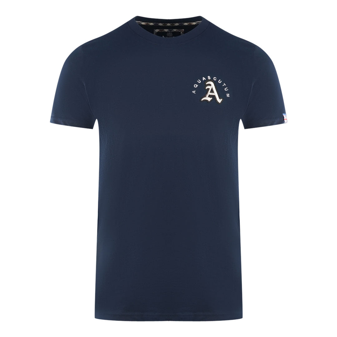 Aquascutum London Embroidered A Logo Navy Blue T-Shirt