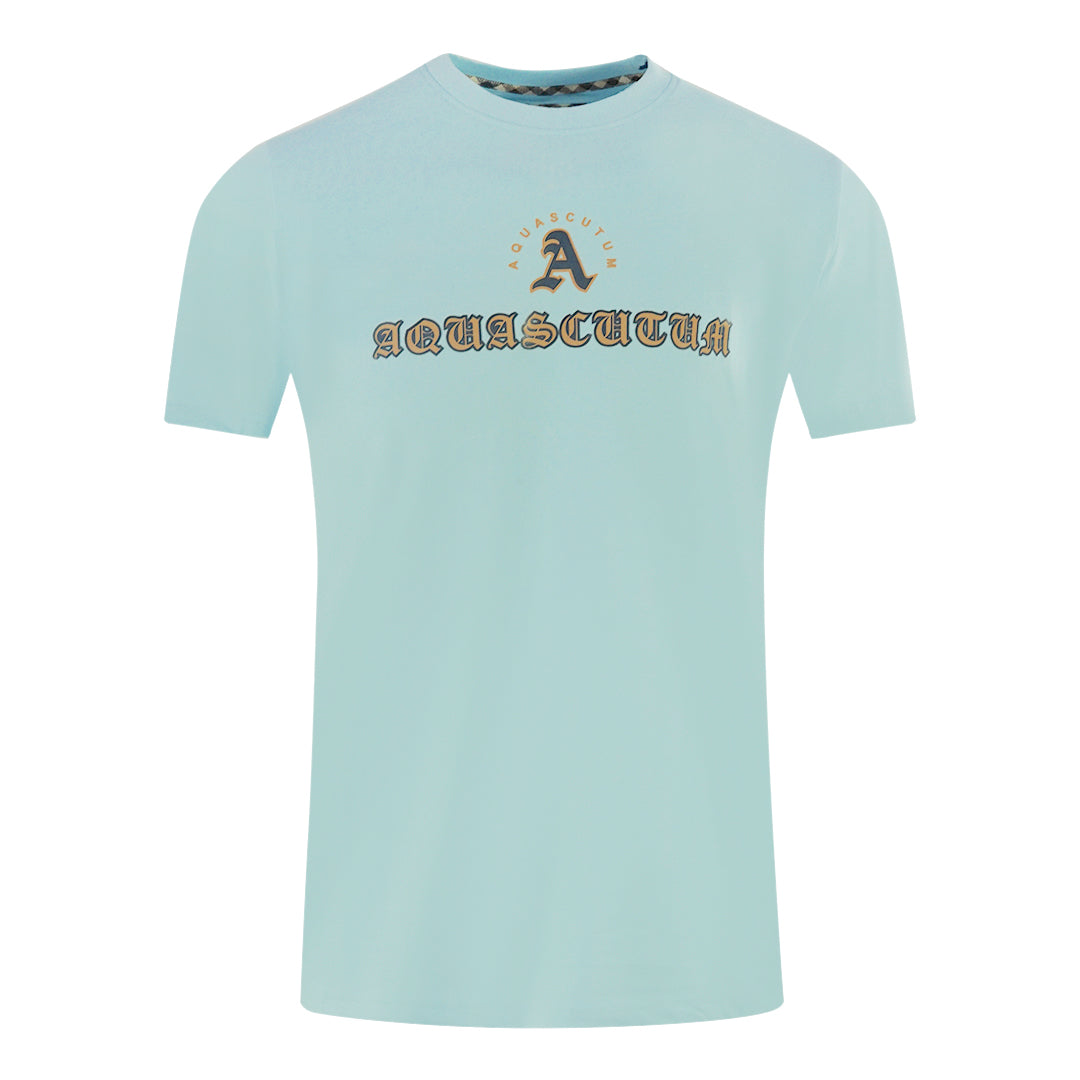 Aquascutum Script Logo Sky Blue T-Shirt