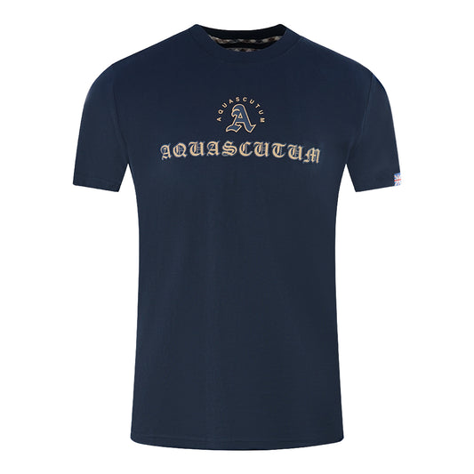 Aquascutum Script Logo Navy Blue T-Shirt