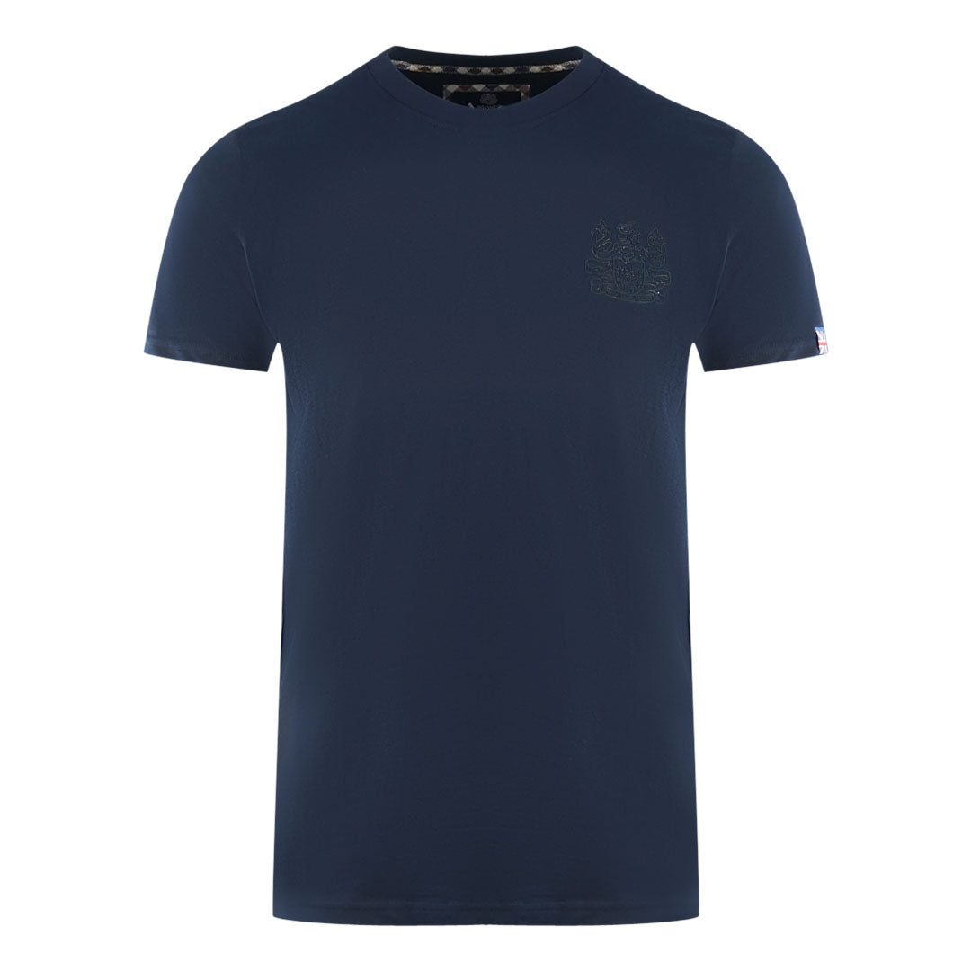 Aquascutum London Tonal Aldis Logo Navy Blue T-Shirt