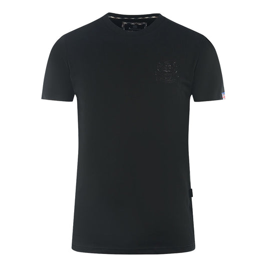 Aquascutum London Tonal Aldis Logo Black T-Shirt