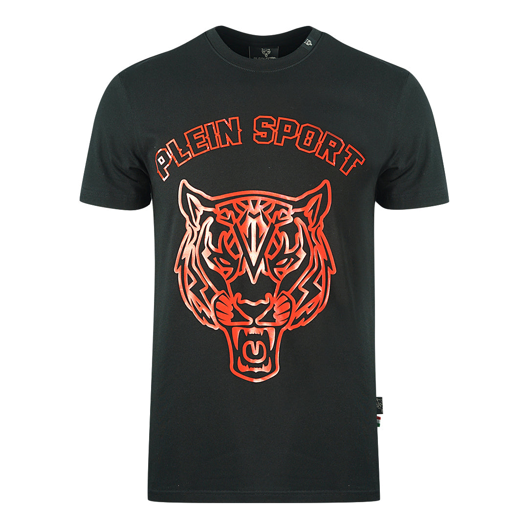 Plein Sport Stencil Tiger Logo Black T-Shirt - Nova Clothing