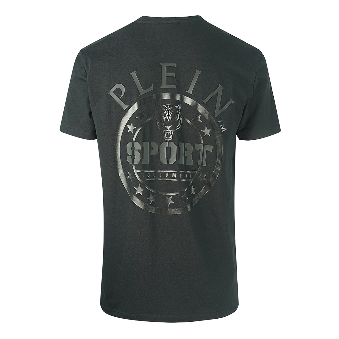 Plein Sport Leather Patch Logo Black T-Shirt - Nova Clothing