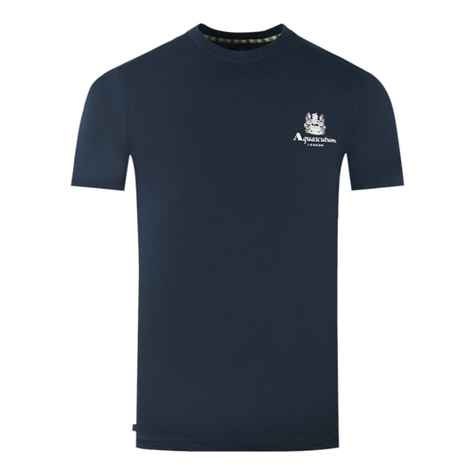 Aquascutum London Aldis Brand Logo On Chest Navy Blue T-Shirt