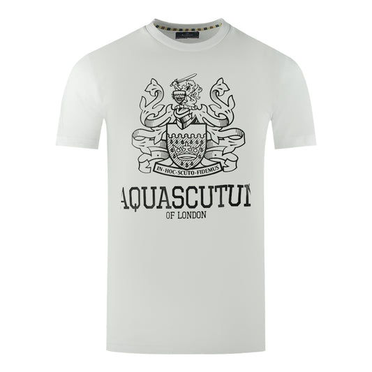 Aquascutum Large Bold London Aldis Brand Logo White T-Shirt