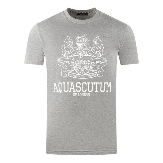 Aquascutum Large Bold London Aldis Brand Logo Grey T-Shirt