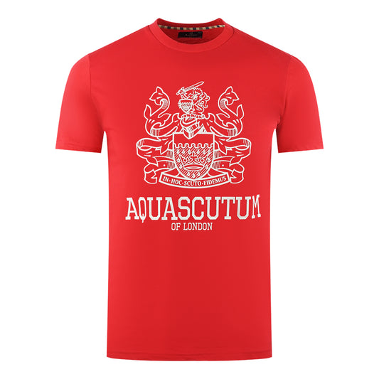 Aquascutum Large Bold London Aldis Brand Logo Red T-Shirt