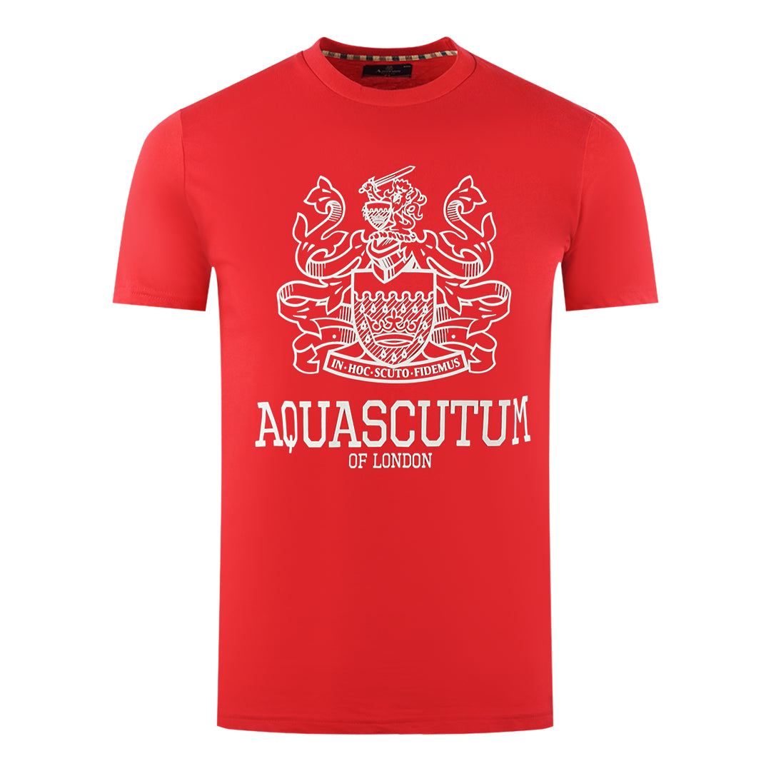 Aquascutum Large Bold London Aldis Brand Logo Red T-Shirt