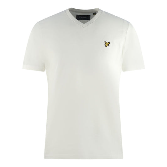 Lyle & Scott Brand Logo Off White V-Neck T-Shirt