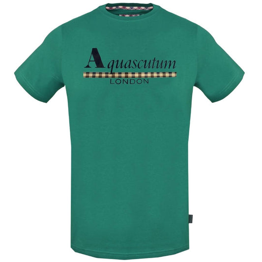 Aquascutum Check Strip Logo Green T-Shirt