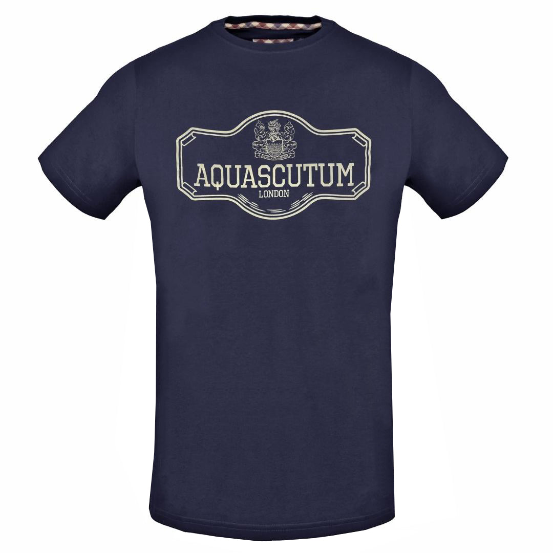 Aquascutum Sign Post Logo Navy Blue T-Shirt