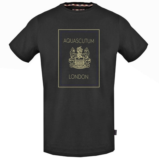 Aquascutum Gold London Logo Black T-Shirt