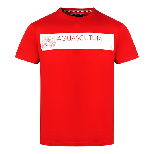 Aquascutum Block Brand Logo Red T-Shirt