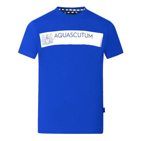 Aquascutum Block Brand Logo Blue T-Shirt