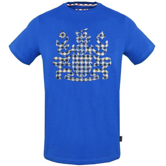 Aquascutum Check Aldis Crest Royal Blue T-Shirt