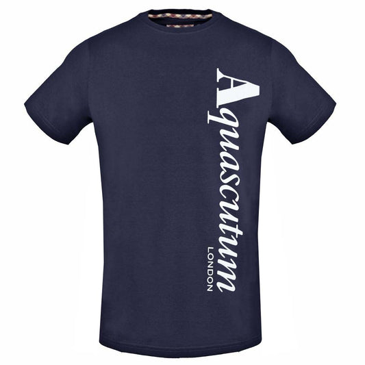 Aquascutum Vertical Logo Navy Blue T-Shirt