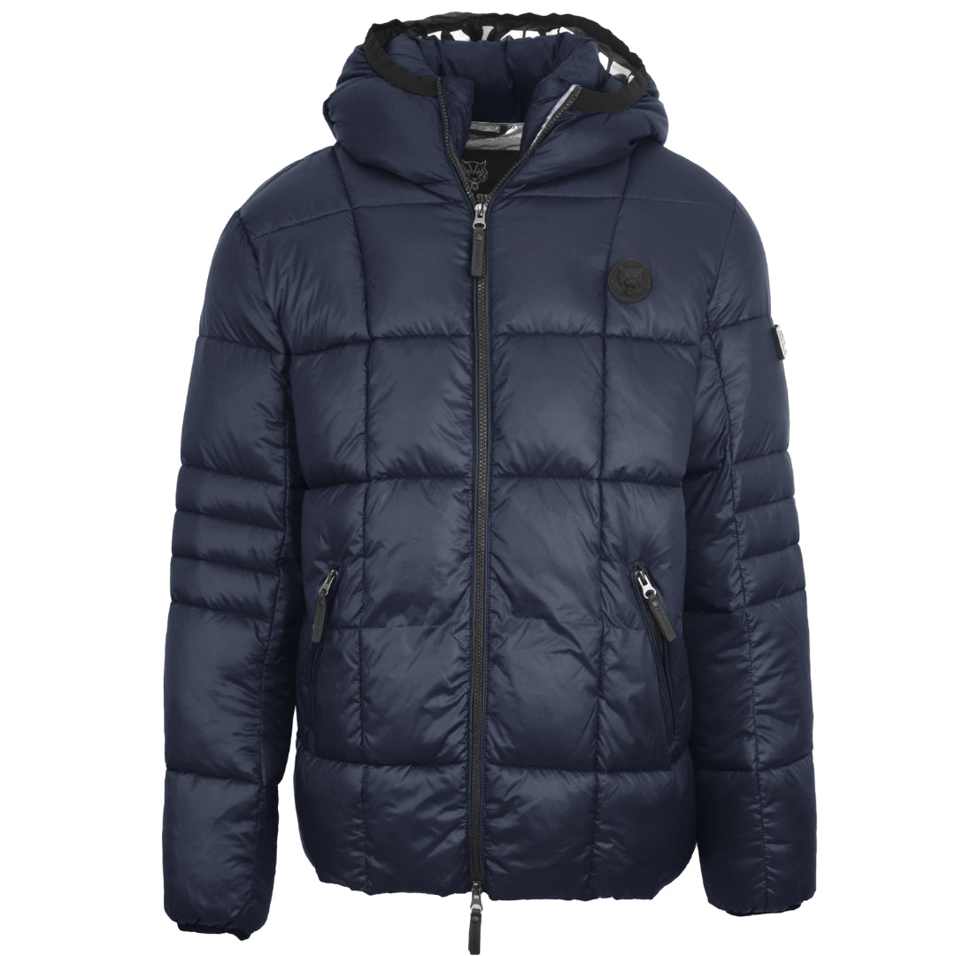 Plein Sport Small Circle Logo Quilted Navy Blue Jacket