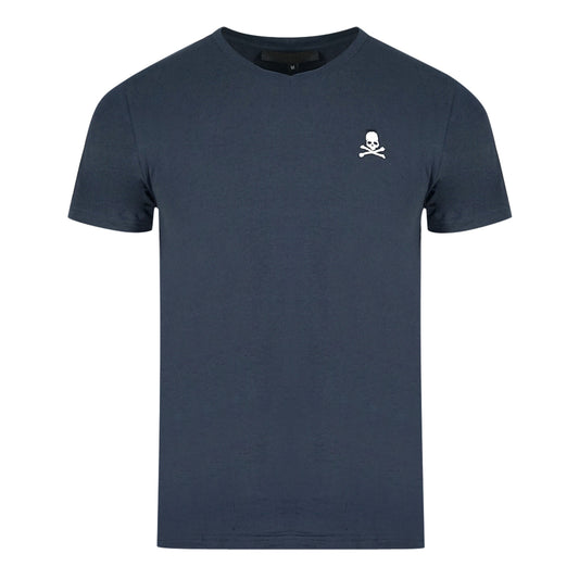 Philipp Plein Skull And Crossbones Logo Navy Underwear V-Neck T-Shirt