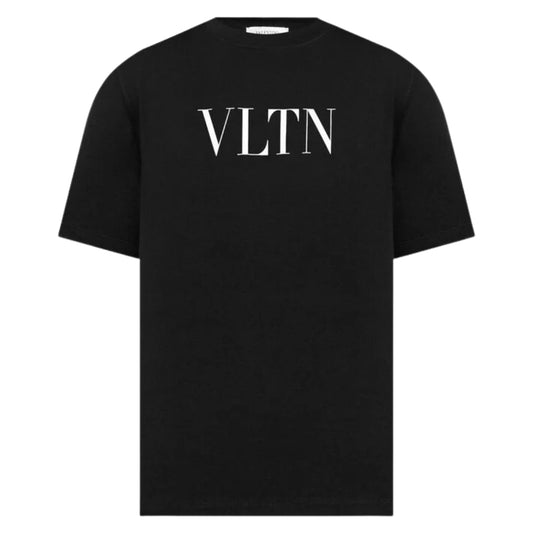 Valentino White Bold VLTN Print Logo Black T-Shirt